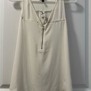 NWT: EXPRESS - Blue Sleeveless Tank, quarter-zip in cream/white